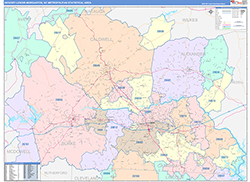 Hickory-Lenoir-Morganton Metro Area Wall Map Color Cast Style 2026